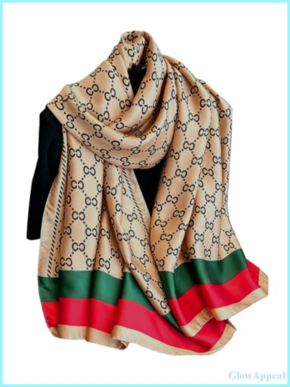Silk Feel Geometric Pattern Large Scarf Shawl Wrap for Women, Multifunctional